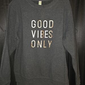 GreenTea Charcoal 'Good Vibes Only' Sweater